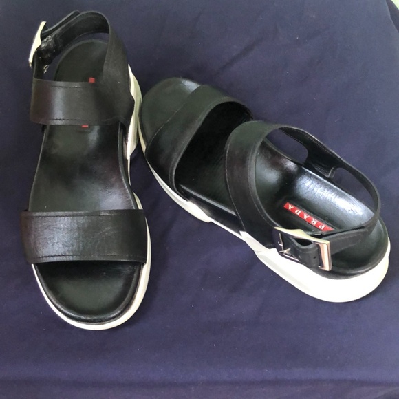 Prada Blk Open Toe Leather Sandal 39 - Picture 5 of 16